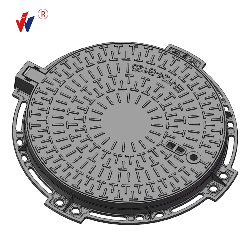 Foundry Sell EN124 C250 Sewage Cast Iron with1  hinge lock system anti theft  Valve box Manhole Cover