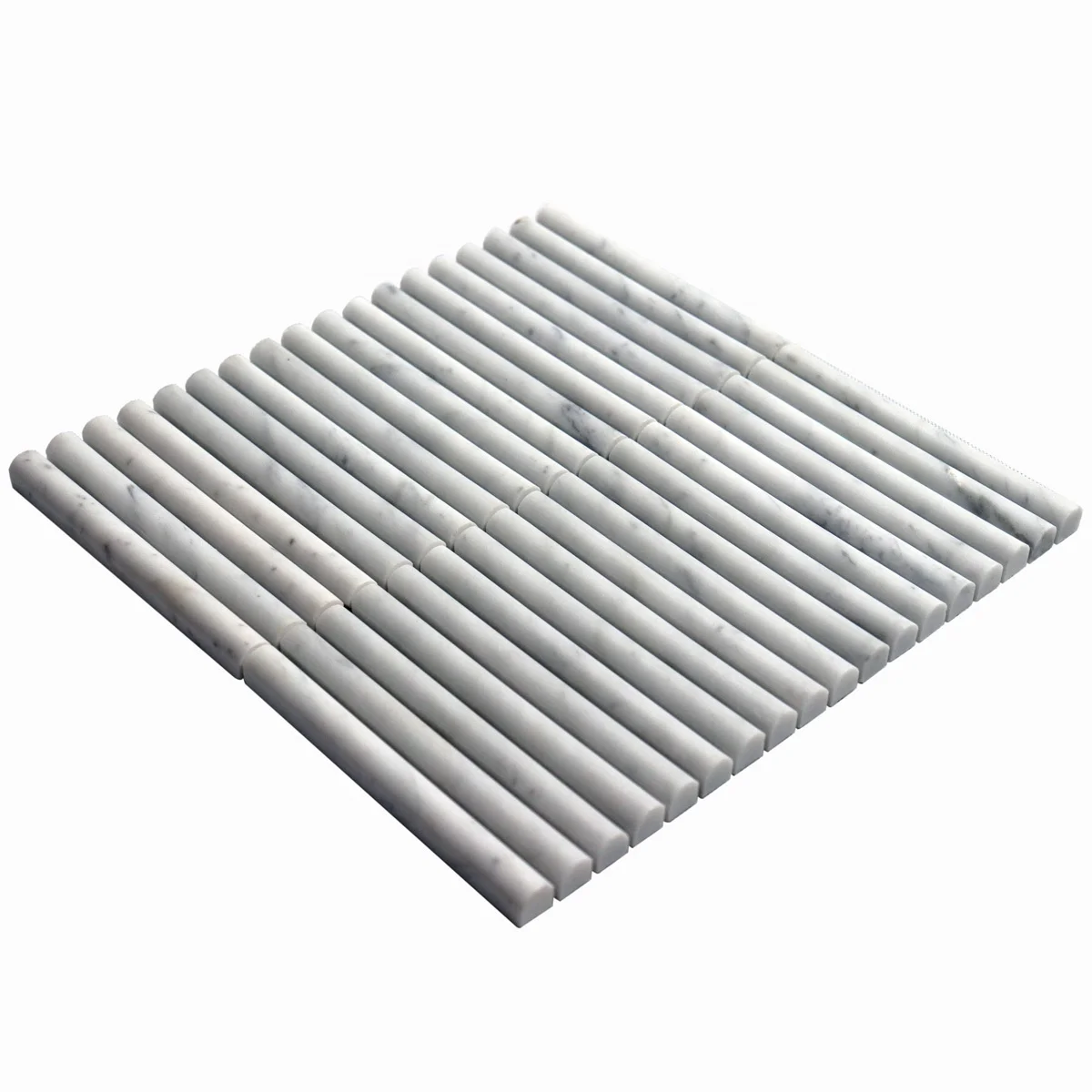 Honed Italy Carrara White Curve Fluted Marble Column Tiles Wall Facade Panel Pencil