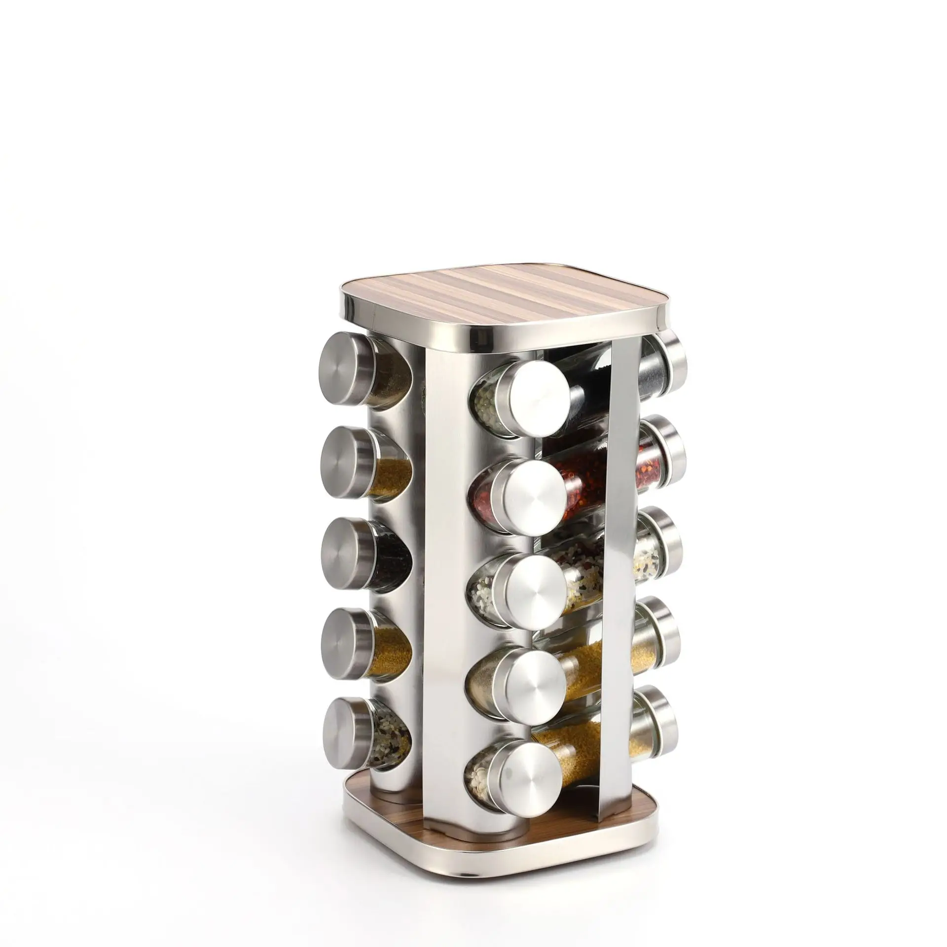 20Jars Kitchen Pepper Sauce Shaker Bottles with Stainless Steel rotating rack set seasoning rack set