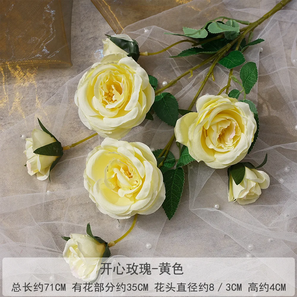 Decoration Artificial Rose Bud Silk Flower Bouquet Large White Roses Artificial Flower Silk Rose Wedding Bouquet