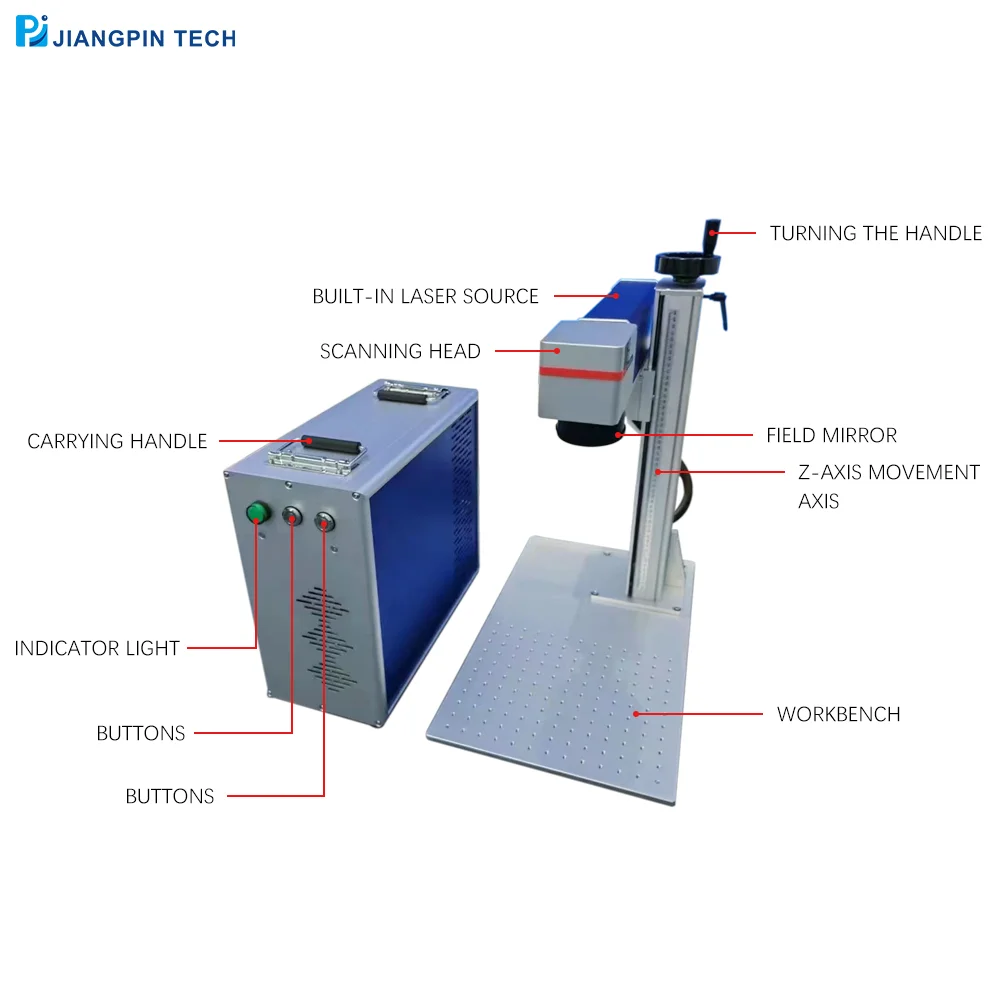 2024 New Model JPT Raycus Max 20w 30w 100w  2.5d 3d  Fiber Laser Marking Machine With Rotary For Jewelry Metal