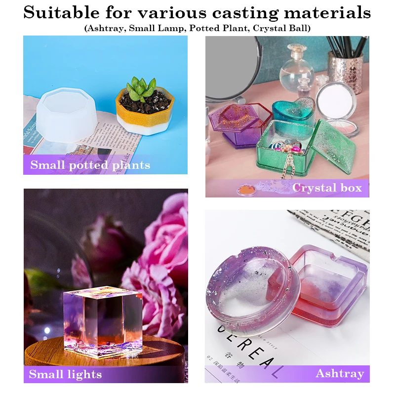 Custom Diy Tray Cetakan Set Crafts Earring Vase Planter Epoxy Silicone Resin Mold