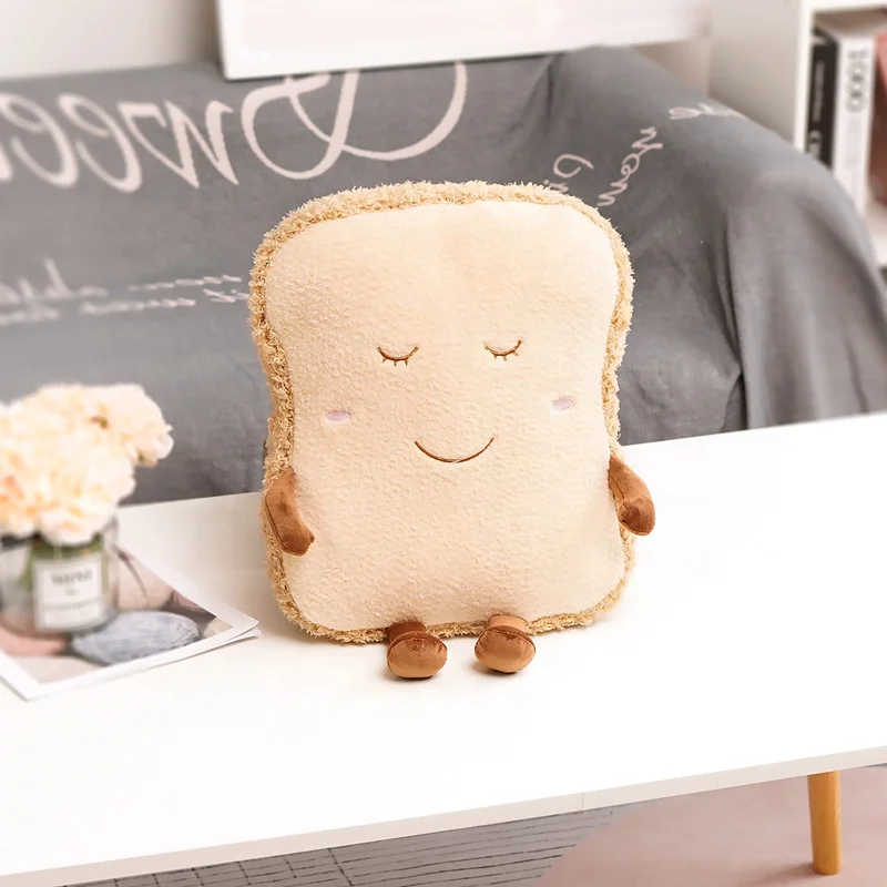 Custom Made Soft Toy Toast Sliced Bread Pillow Cute  Smile Stuffed Bread Toy Cotton Plush Sofa Pillows Toast soft toy, Brown