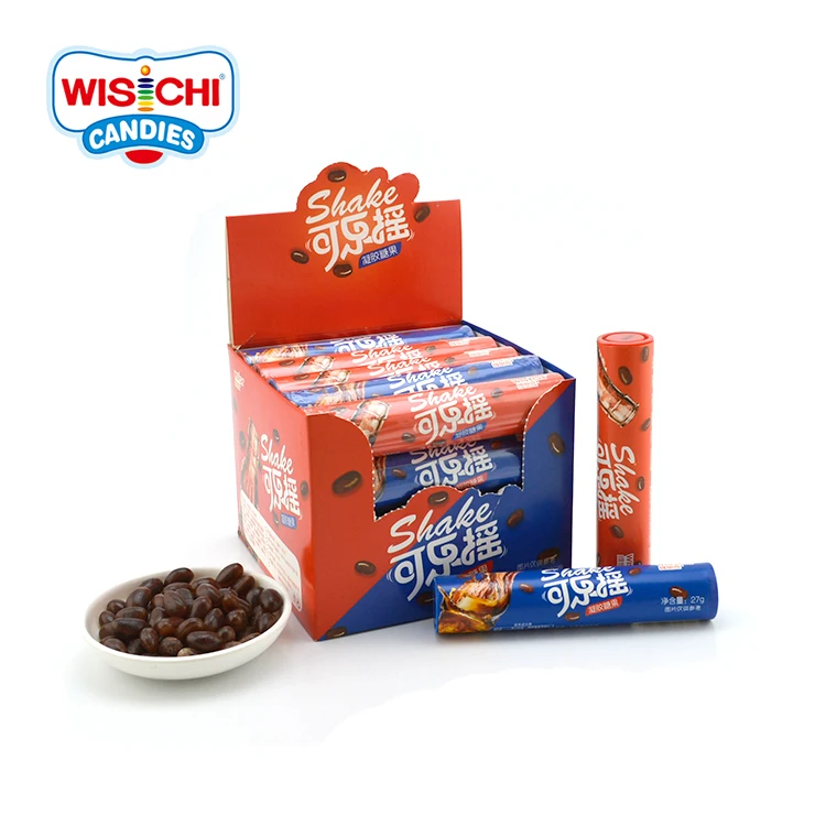Free sample 27g Factory direct selling cola jelly bean paper tube packed soft candy mini jelly bean