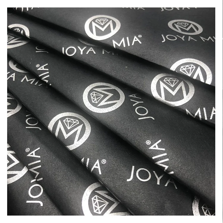 Free Design Branded Clothing Black Tissue Paper and Custom logo Wrapping