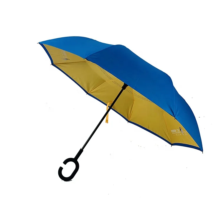 Wholesale custom  reverse invert umbrella double layer for keep out wind and rain