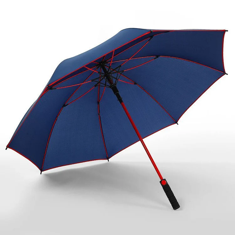 Semi-Automatic Advertisement Rain Umbrella Double Canopy Air Vented Red Frame Golf Umbrella With Logo Custom