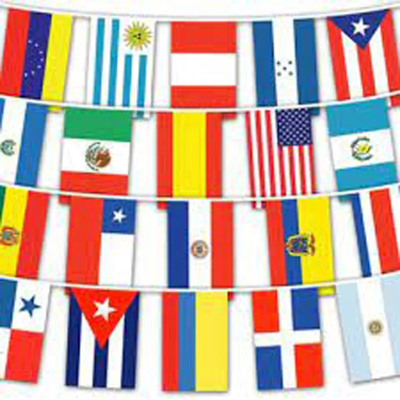 Huiyi Promotional chequered flag bunting string flag set of 20 latin american country flags custom