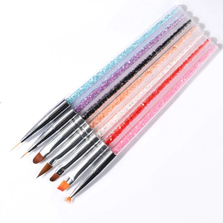 7pcs Nail Art Dotting Pen 2 Side UV Gel Acrylic Drawing Painting Liner Flower Brush Manicure Tools Decoration Rhinestone Crystal