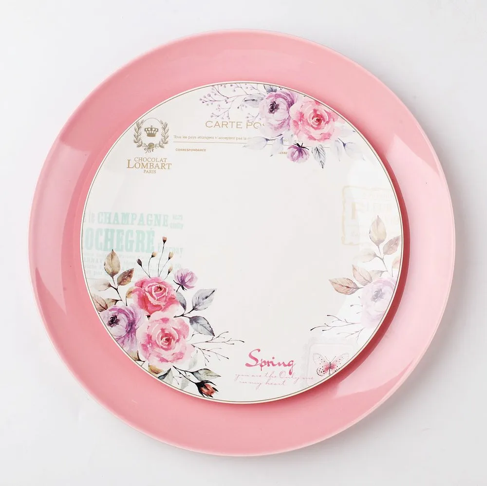 Europe modern style on-glaze decal porcelain dishes ceramic plates