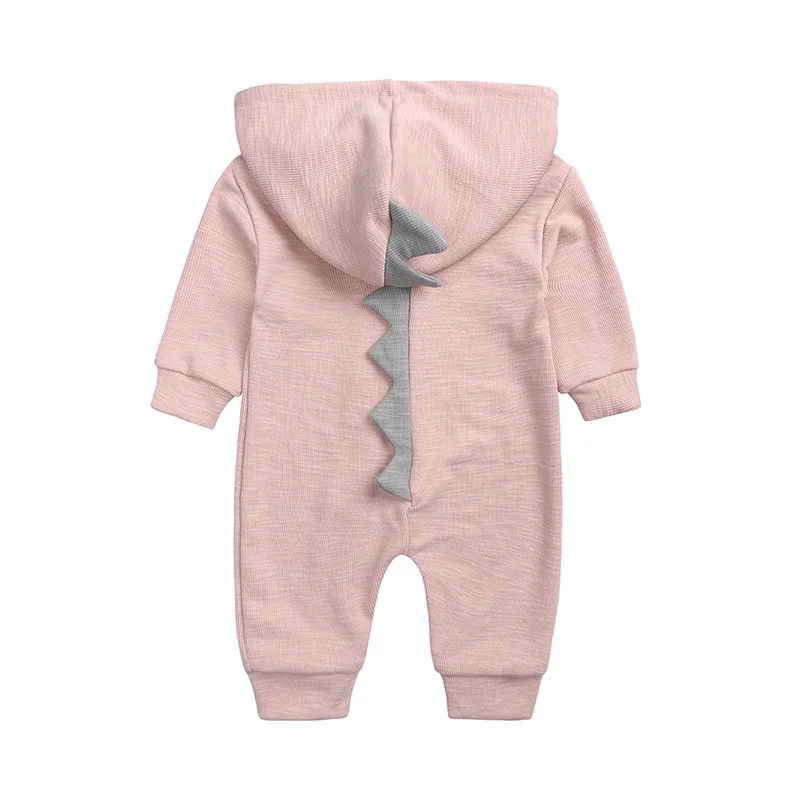 Cute style halloween dinosaur hooded baby romper jumpsuit clothes long sleeve solid baby costume newborn outfit
