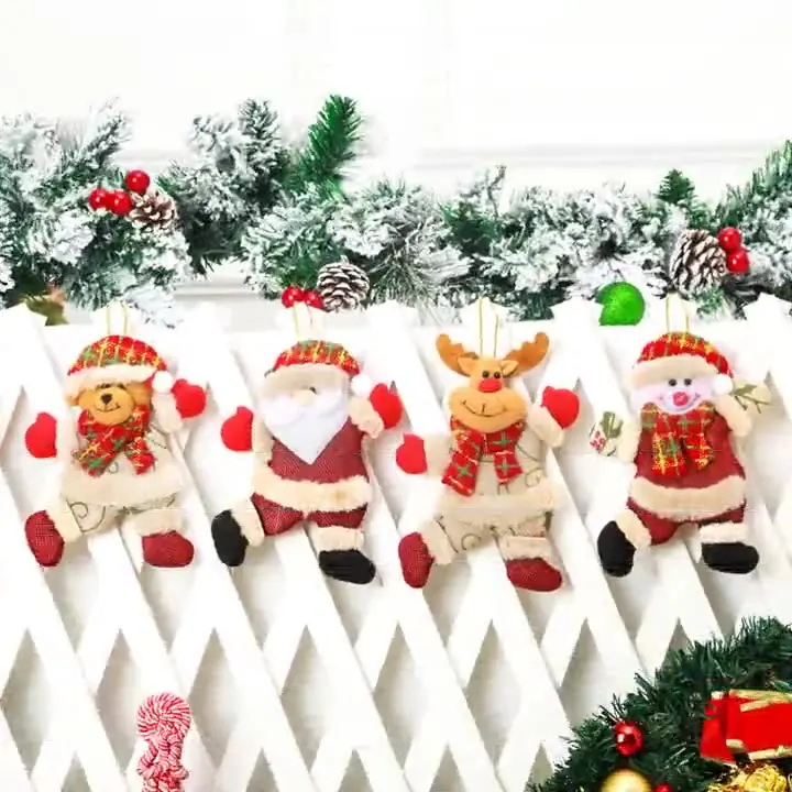 Christmas Decoration Pendant Christmas Doll Dancing Old Man Snowman Deer Bear Fabric Doll Small Pendant Gift