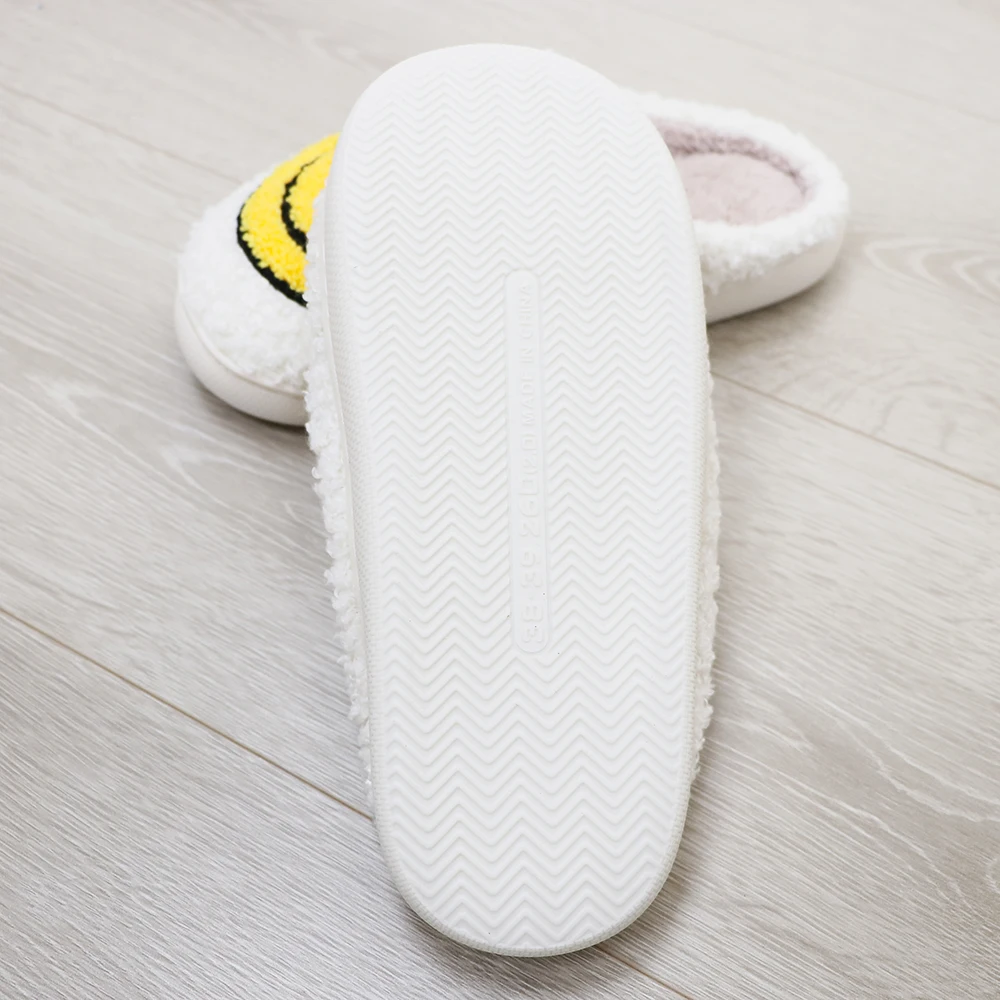 Custom Logo Wholesale Factory Price Women Smile Shoes Home Cozy Warm Plush House Happy Smiley Face Slippers For Ladies