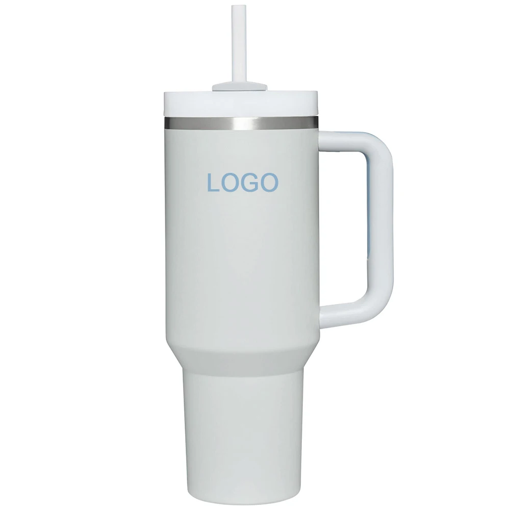 40 oz Tumbler with Handle and Straw Insulated Travel Mug Ice Coffee Cup Reusable Stainless Steel Insulated Water Bottle BPA Free