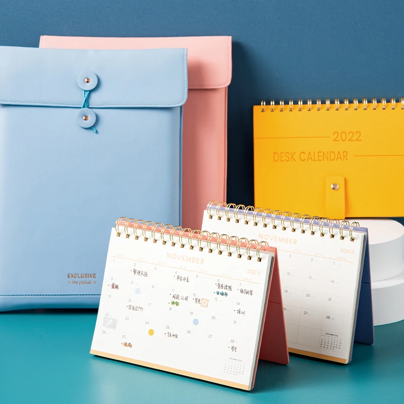 2021-2022 Desk Calendar 14 Month Work Pouch Plan Macaron Candy Color Desktop Decoration Custom