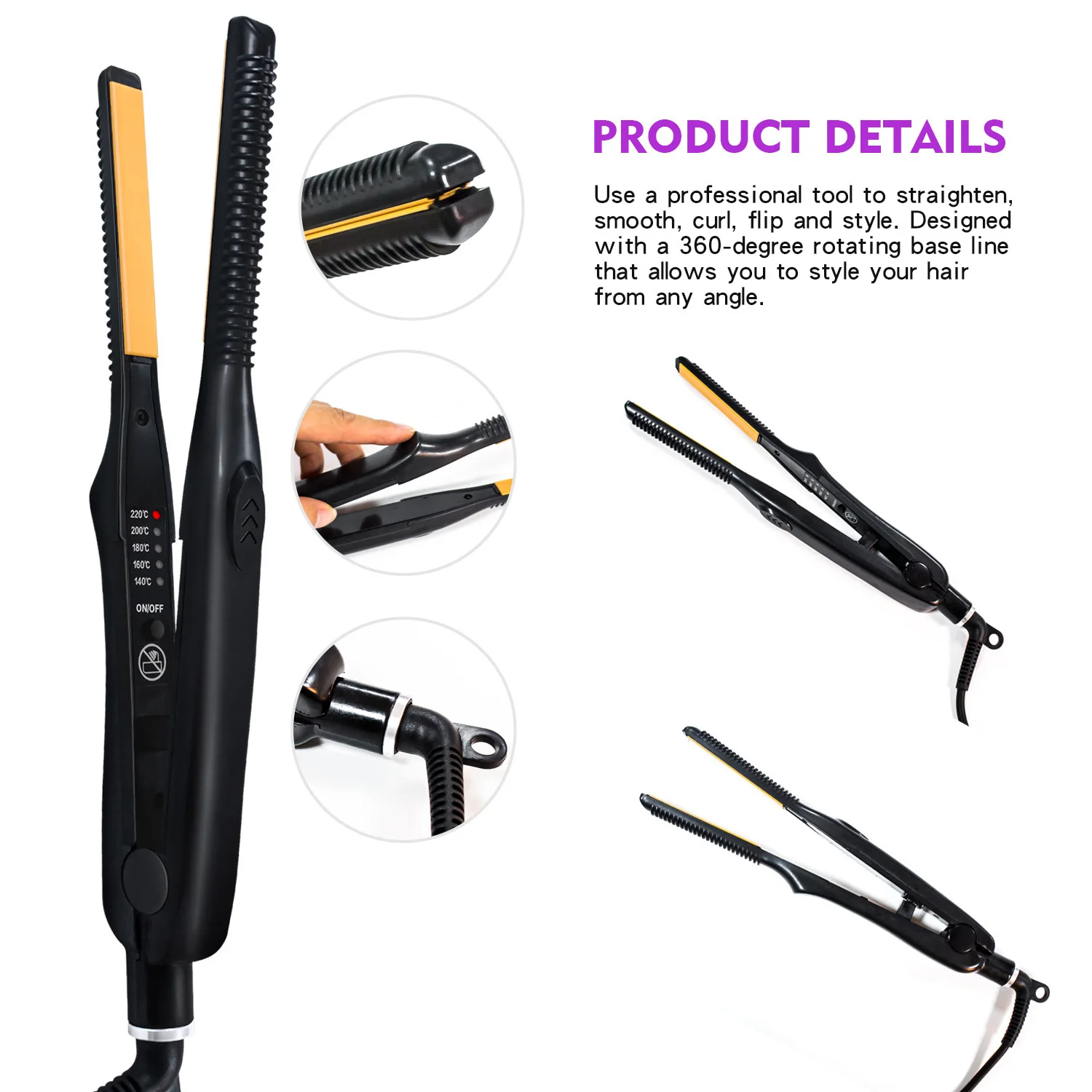 Professional Mini Hair Straightener Curler 2 In 1 Flat Iron Small Men Short Hair Straightening