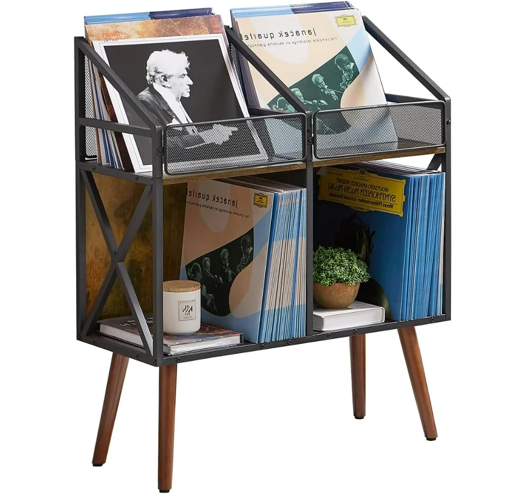 Popular Free Custom Wooden Book Display Rack for Albums Books Magazines Files Record Holder Storage Rack