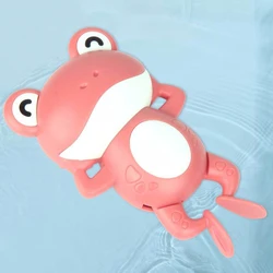 Cheap Plastic Water Play Wind Up Clockwork Jumping Swimming Bathroom Floating Frog Shape Bath Game Toy