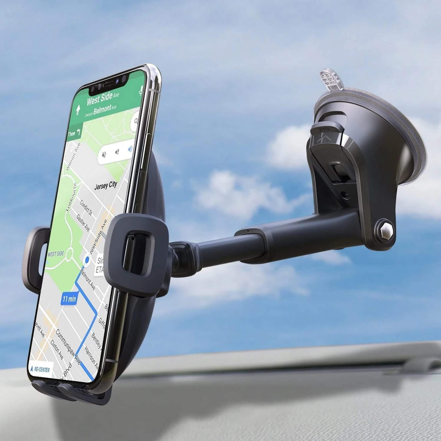 Car Phone Holder Dashboard Windscreen Sturdy Suction Cup Phone Mount 360 Degrees Freely Rotation Stable Strong Suction Car Mount