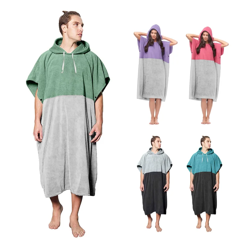 Custom Adult and Child Hooded Poncho Ocean Swimming Surf Super Fiber Superabsorbent Beach Towel Wearable Blanket