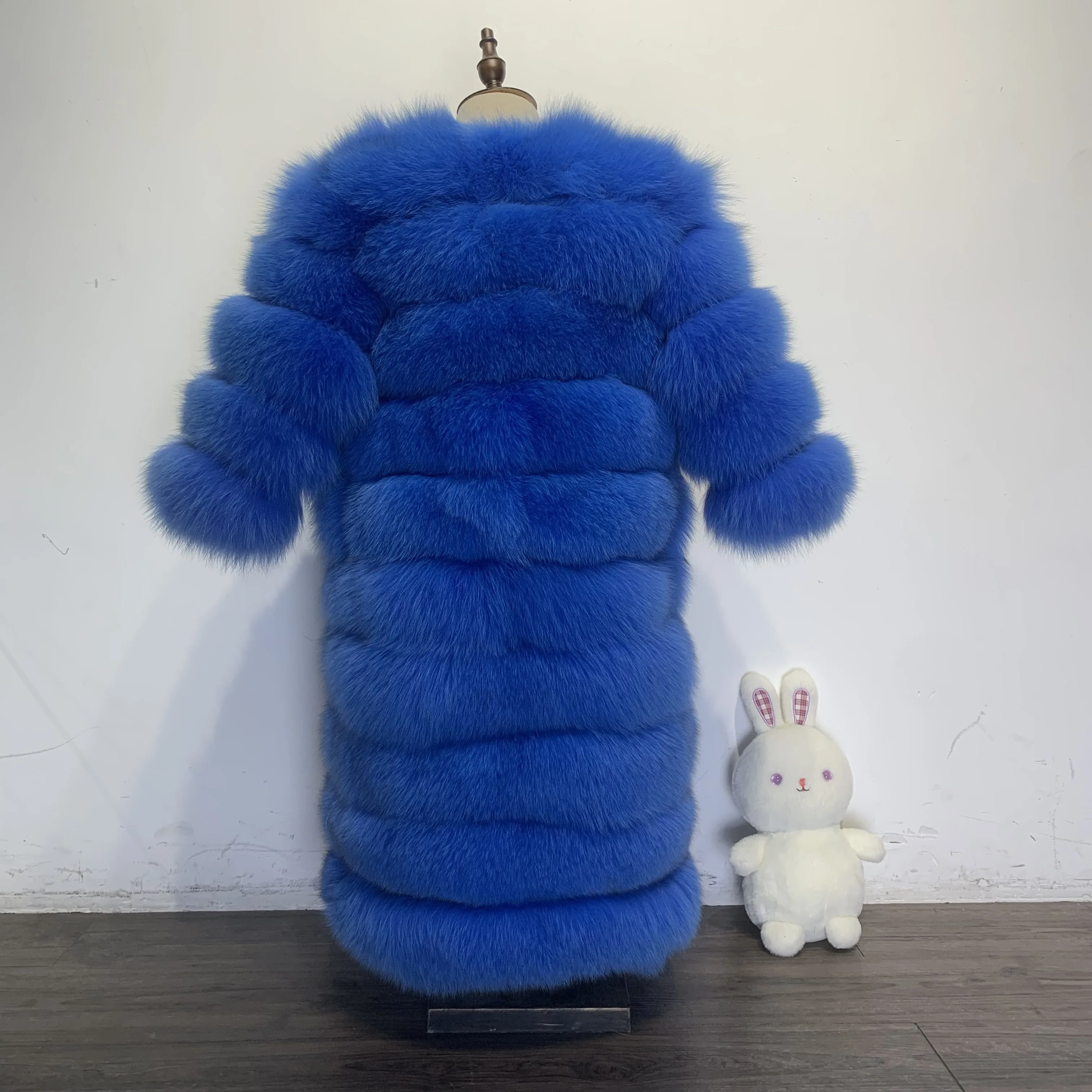 Hot Sale Warm Kids fox Fur Coat Long Coat 100% Natural Fur Winter Fur Coats for Girls