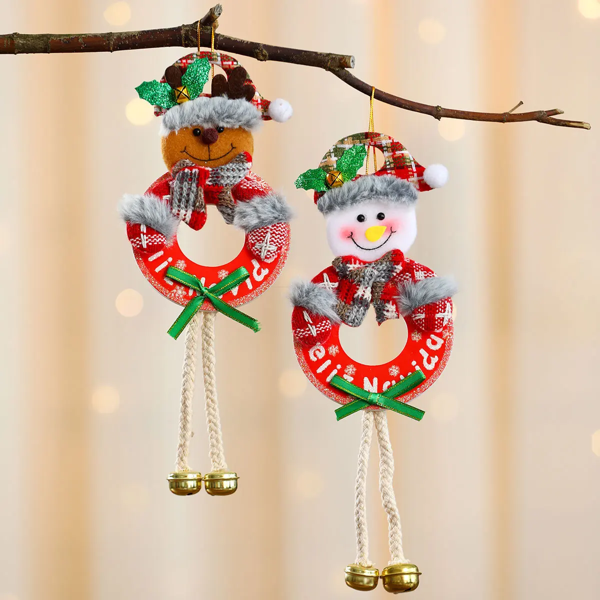 New Christmas doll small pendant KT board with bells Christmas tree pendant Christmas decoration supplies small gifts