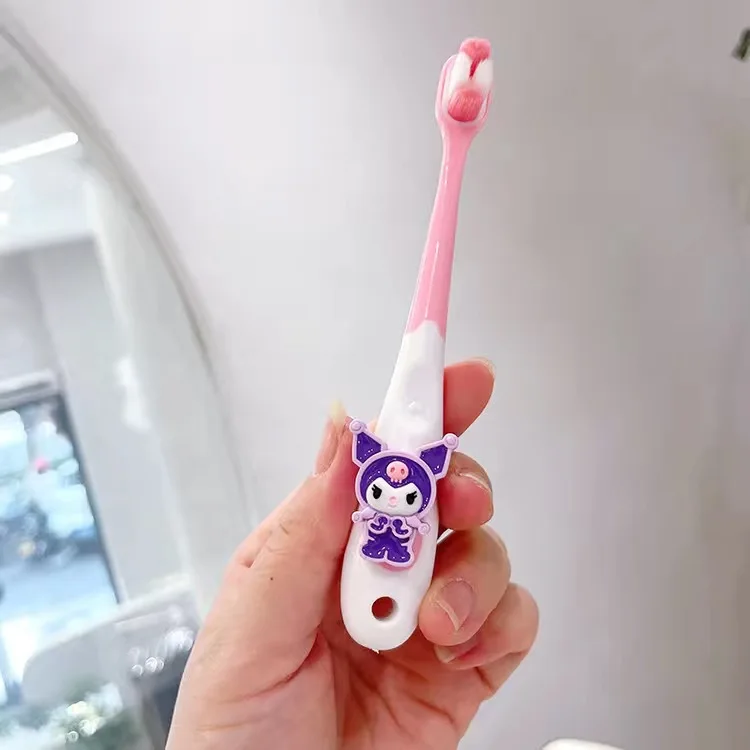 Kawaii Sanrioed Toothbrush Mymelody Kuromi Cinnamoroll Cartoon Student Adult Household Fine Hair Toothbrush Cleaning Toothguard
