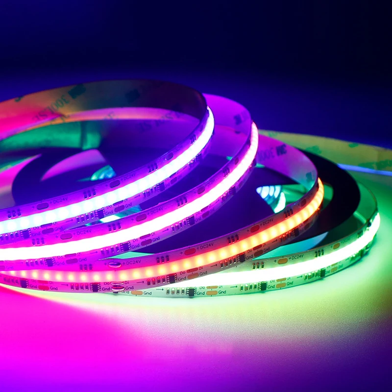 High Brightness High Quality addressable 720chips ic rgb cob strip RGBIC fcob streifen led strip lights stripe tape