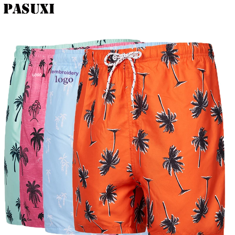 PASUXI Custom Fashion New Design Mens Printed Beach Shorts Beachwear Sustainable Swim Trunks For Summer
