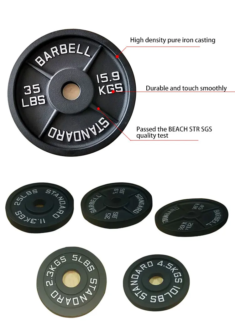 Real New Fashion Rubber Cast Iron Barbell Plates Weight Plates Barbell Standard Barbell Plates
