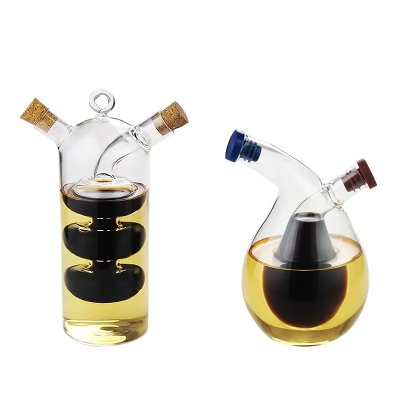Creative 2-in-1 Kitchen Double Layer Oil Vinegar Bottle Glass Oil Control Pot