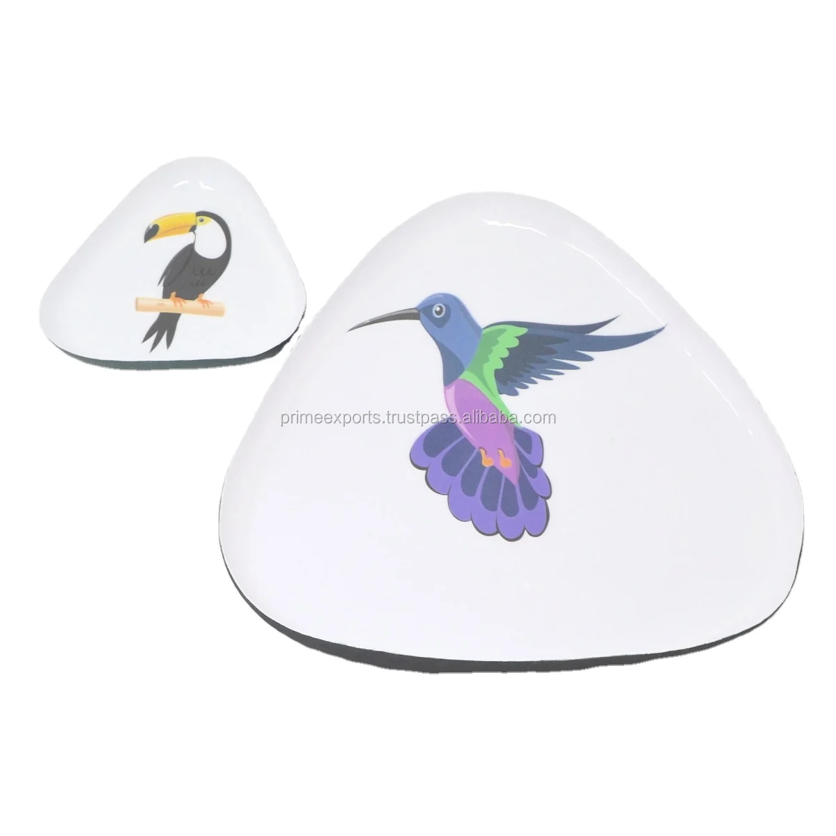 Enamel Birds Printed  Decorative Design Serving Trays luxury server wares customized design serving trays