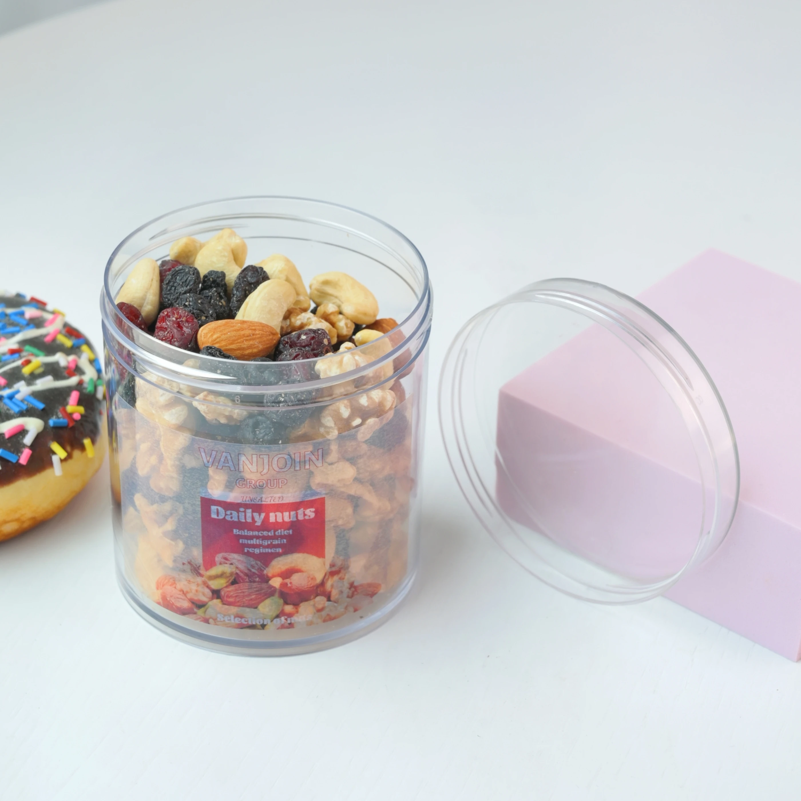 Custom logo label 100ml 250ml 500ml straight round PET child resistant plastic jar with CR screw lid