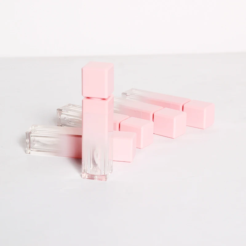 square pink lip gloss tube 8ml cosmetic packaging empty tube