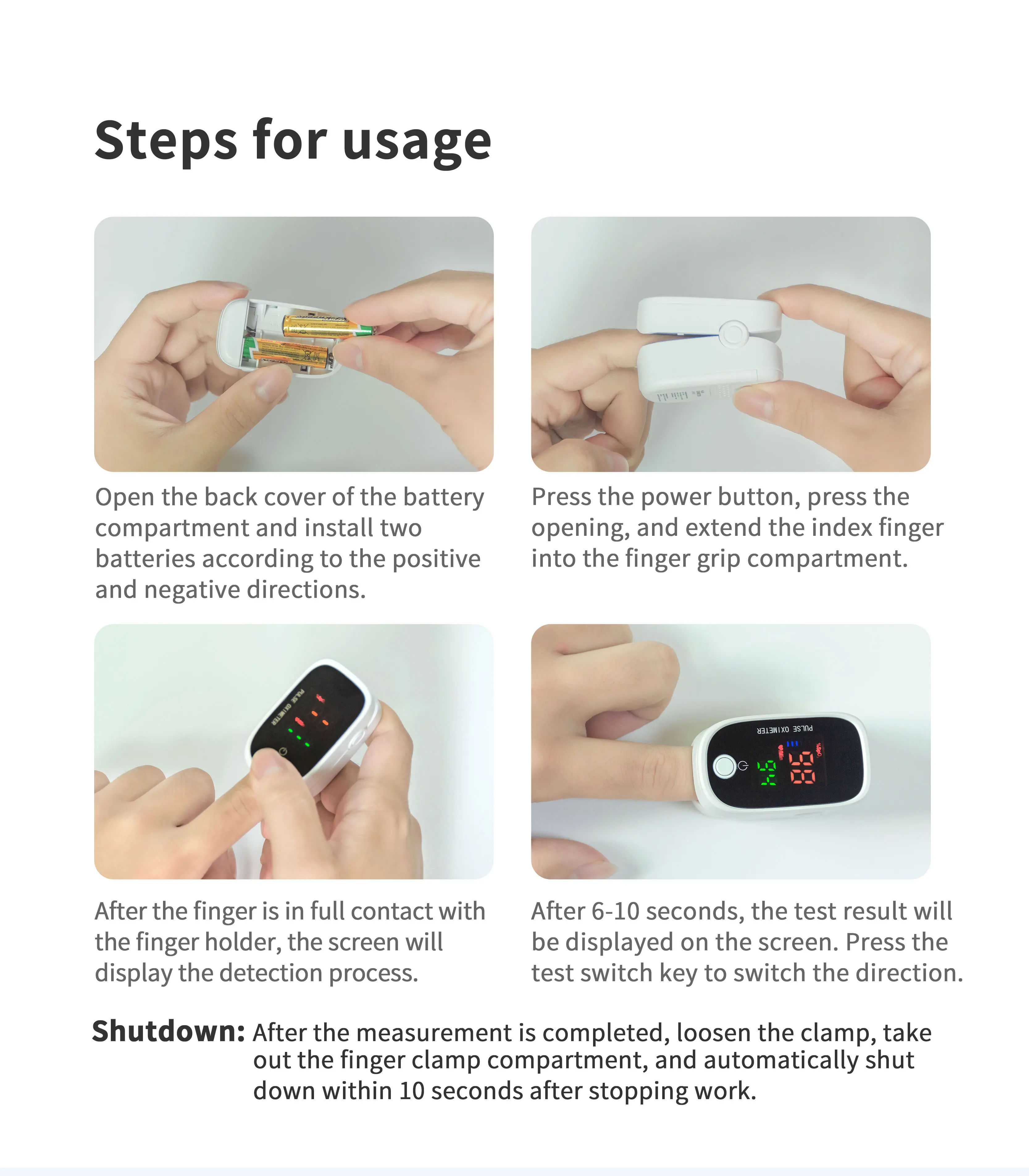 Finger Pulse Oximeter Blood Oxygen Saturation Monitor With Oximeter OLED HD Screen Display Oximeter Finger Heart Rate Monitor