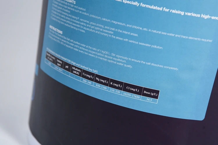 High Quality Good Parameters 20kg Per Barrel Shrimp Lobster Farm Aquaculture tank High End Seafood Sea Salt