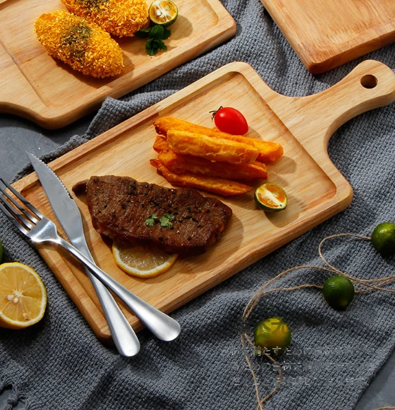 Wholesale customized Rectangular  tray steak board bamboo and Wooden pizza board pizza cutting board