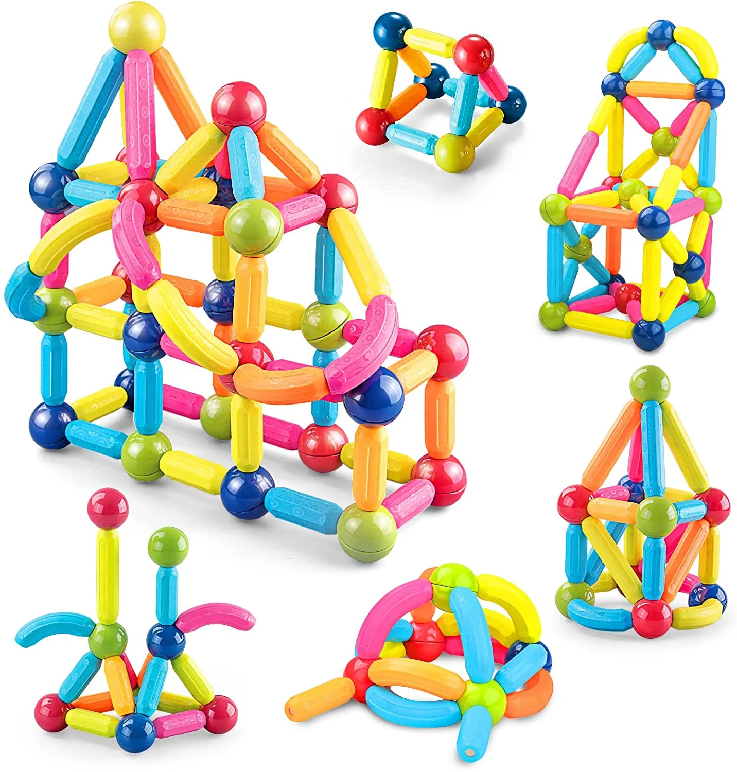 New Arrival Strong Permanent Magnet Stick Magnetic Rods and Balls Building Blocks Toy for Kids