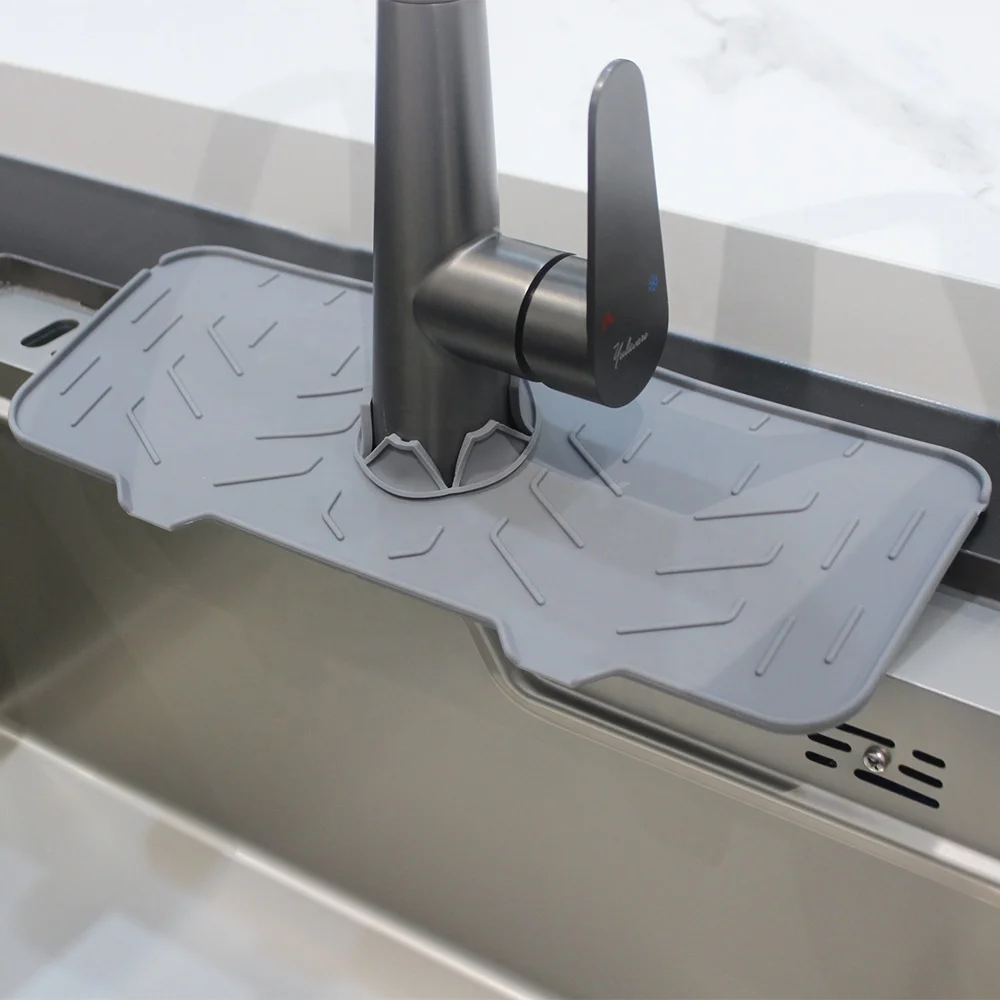Flexible Faucet Drip Catcher Behind Sink Long Sink Protectors for Kitchen Sink Bathroom Laundry Room Countertop Draining Dry Mat