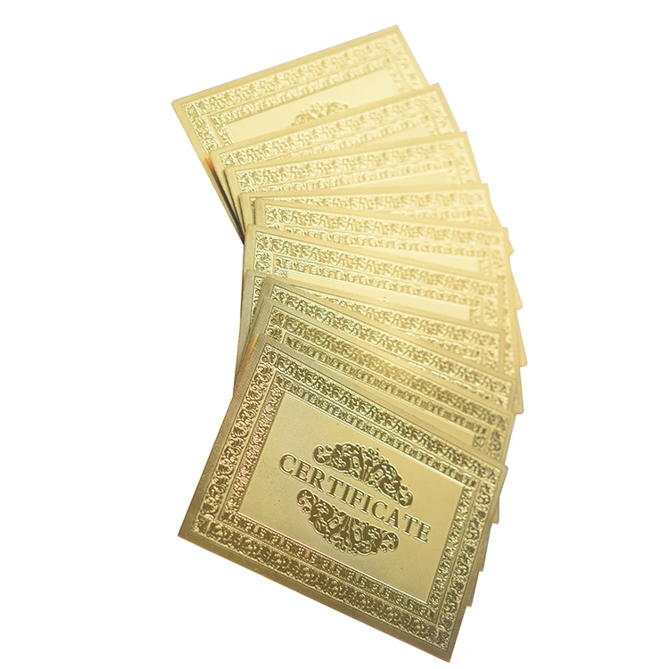Personalized Customized Logo Printed certificate durable waterproof Custom 24k gold foil Certificate Of Authorization