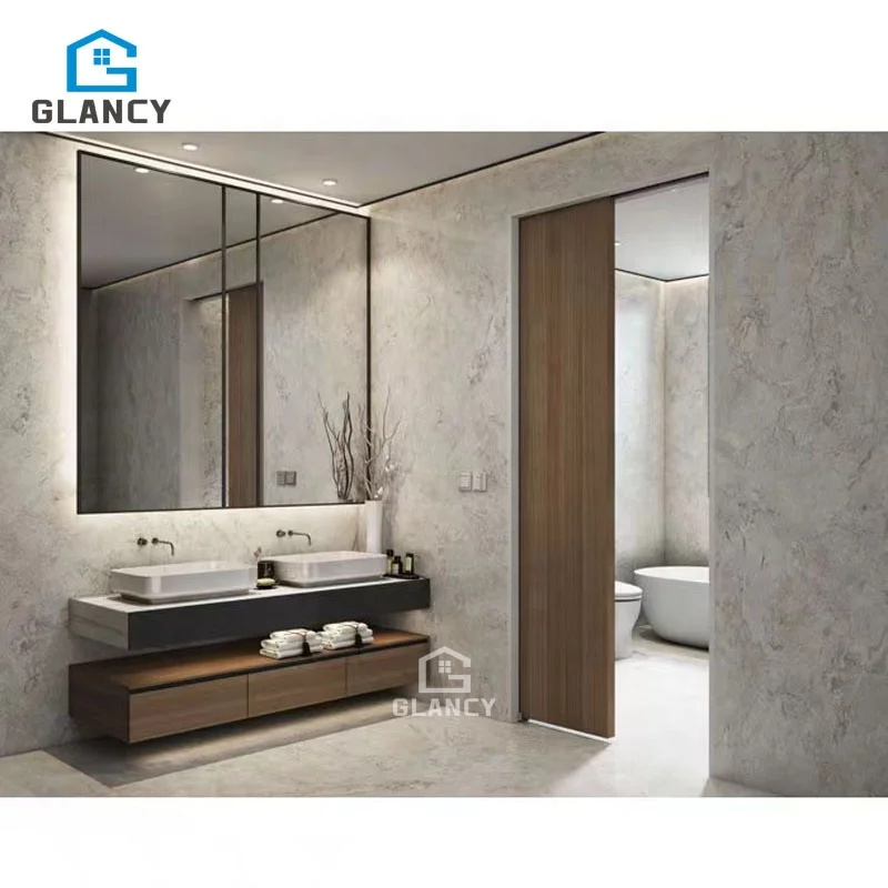 Modern Interior Bedroom Kitchen Living Sliding Wooden Pocket Door Sliding For Bathrooms
