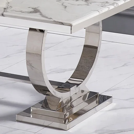 Luxury white marble dining table hot selling Furniture Dining Room Table Stainless Steel Base Dining Table