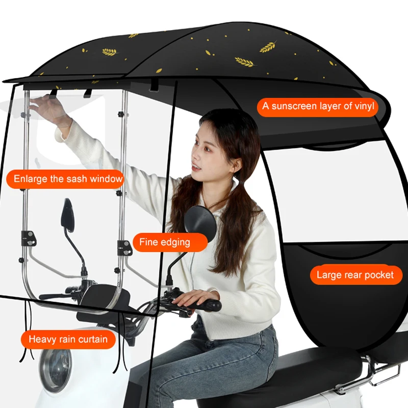 Manufacturer Direct Sales Poncho Electric Vehicle Polyester Sun Shade Rain Cover Motor Motorbike Scooter Umbrella
