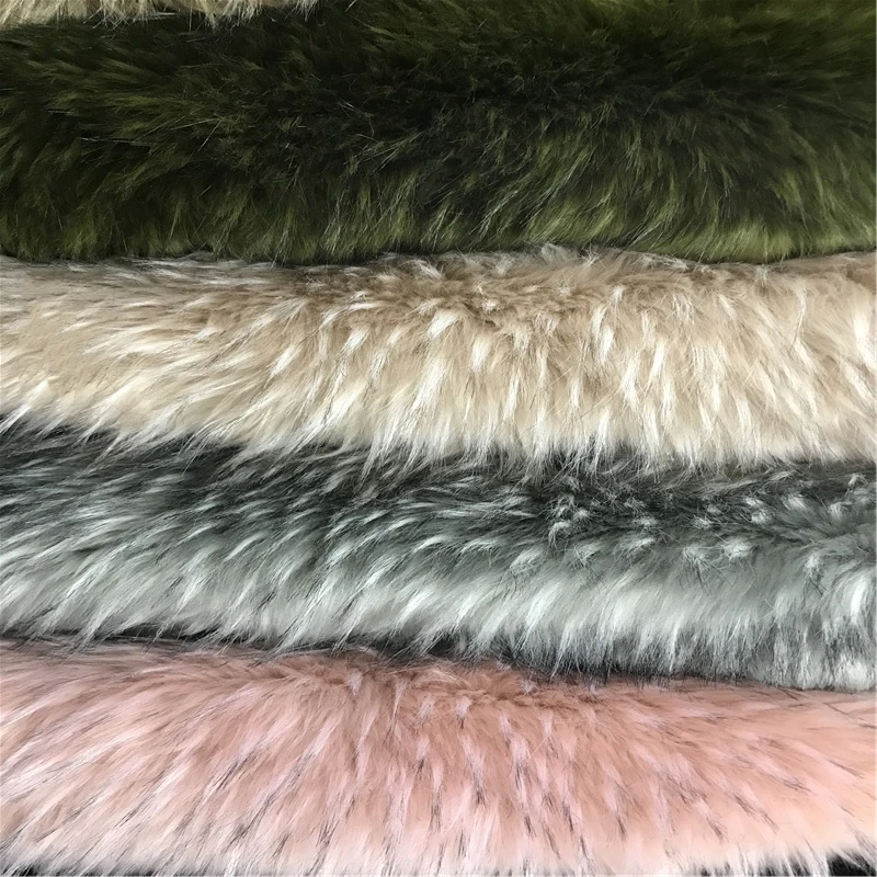 Factory Best Polyester Modacrylic, Shaggy Faux Fox Wolf Fur Fabric By The Yard Long Pile Animal Fur Fabric/