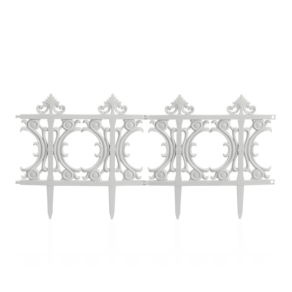 Removable decorative white plastic garden border fence
