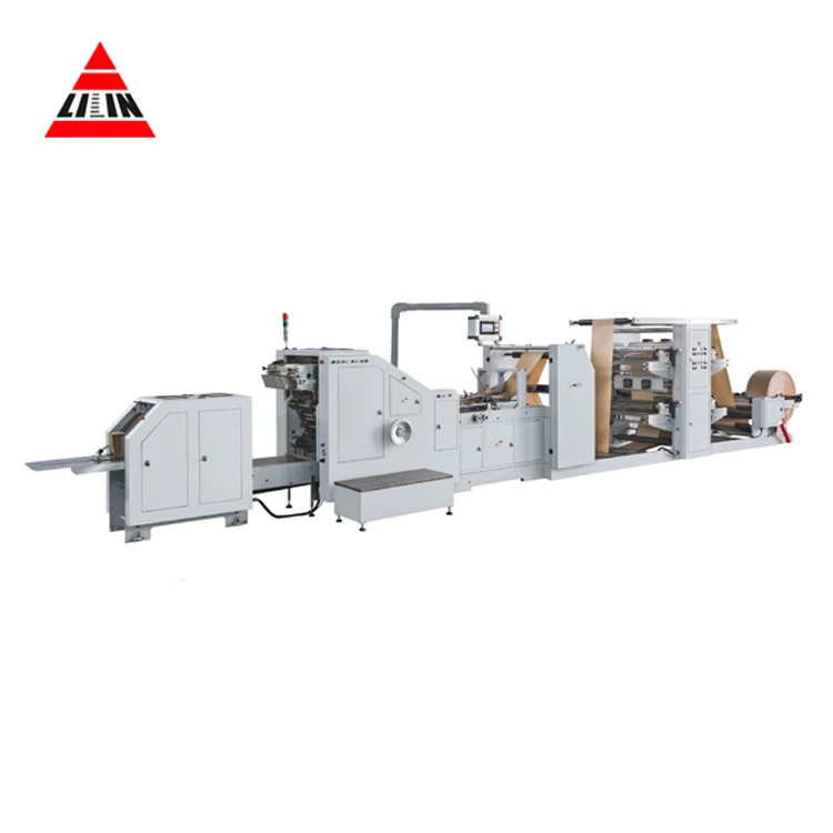 LSB200+LST4700R  Roll Feeding Flexi Printing Square Bottom kraft Paper Bag Making Machine bag paper manufacture