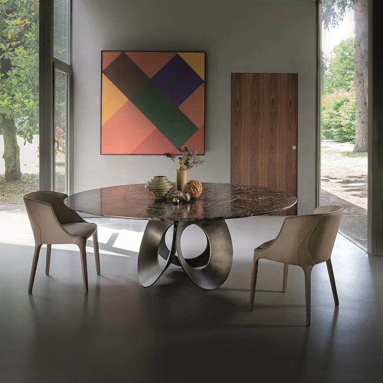 High Quality Design Kitchen Round Black Marble Dining Table In Bulk