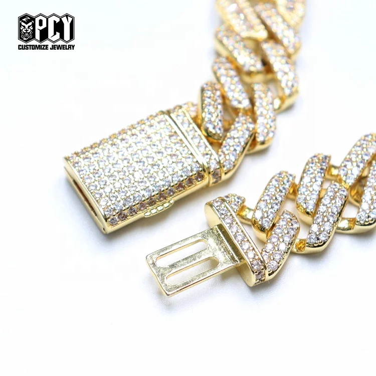Wholesale Price Fashion Jewelry Necklace  Silver Cuban link Chain Hip Hop Jewelry Necklace 925 Sterling Sliver with Zircon CZ