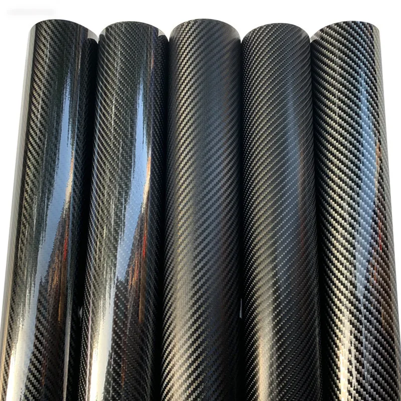 3D Black Carbon Fiber Vinyl Wraps, Car DIY Wrap Vinyl Roll Film Self-Adhesive Twill Weave Sheet Sticker