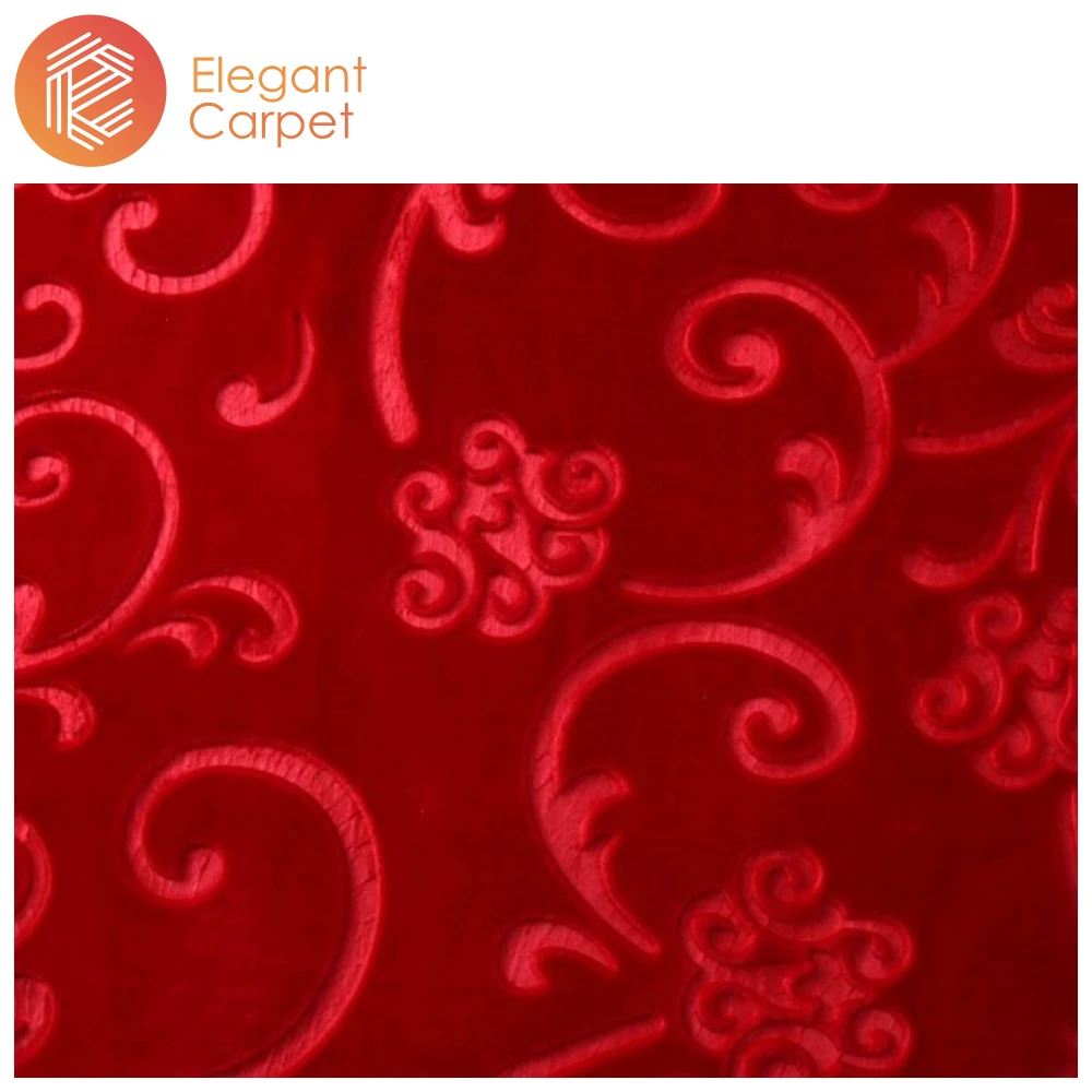 Various colors plain raschel floral pattern embossed wall to broadloom mink carpet